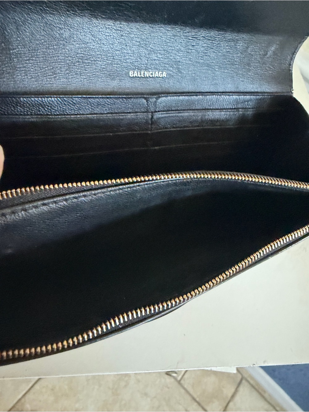 Balenciaga Cash Long Bifold Wallet Black Logo Clutch Grained Calfskin Leather - Picture 15 of 16